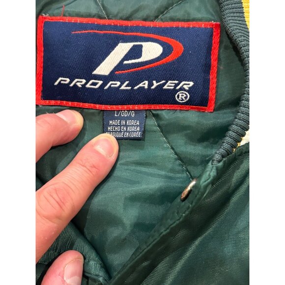 Vintage Pro Player Green Bay Packers NFL Satin Bomber Jacket Green Men's Large - Picture 6 of 6